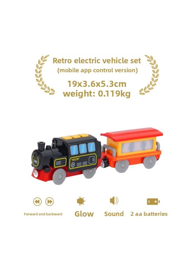 Connectable Metal Thomas Magnetic Alloy Electric Miniature Train Head Children's Toy Highden Car Head Carriage Collection-Color:Retro Acousto-optic Electric Train Suit  - Image 1