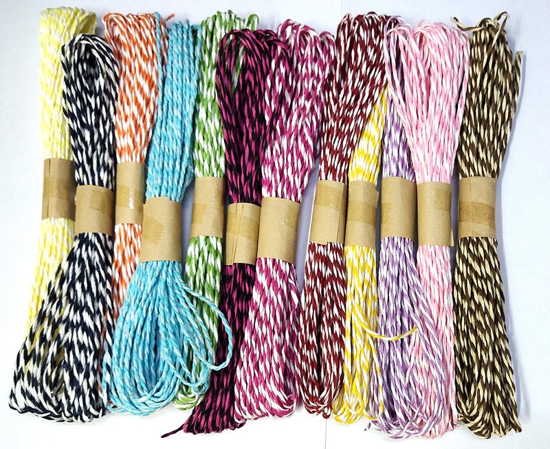 3A Featuretail Dual Colour Twisted Paper Rope/Raffia for DIY Art and Craft Projects and Decoration (12 Pieces, Muticolor)