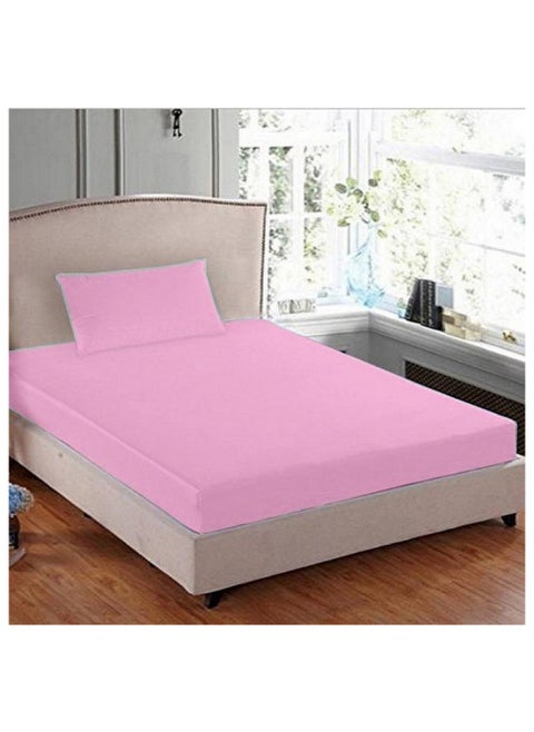 Turkish Cotton Fitted Bedsheet Single 100x200 cm with 1 Pillowcase 50x70 cm Pink