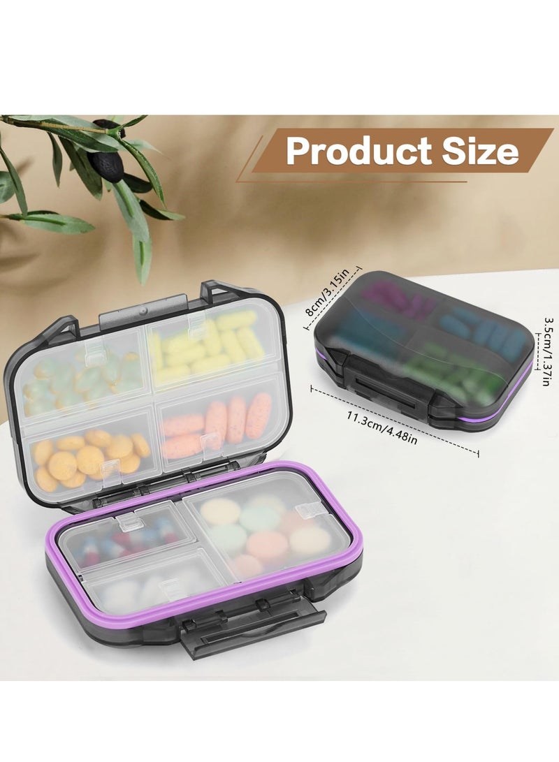 SYOSI Pill Organizer, Daily Pill Case with 7 Compartments, Travel Portable Pill Box for Pocket Purse, Weekly Pill Case Organizer for Medicine Vitamin Holder Container - Airtight & Moistureproof, Black - Image 5