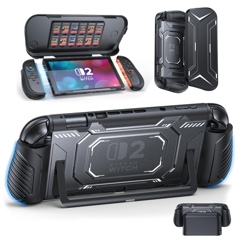 FASTSNAIL Switch 2 Protective Case, Switch 2 Cover with Dockable TPU Middle Frame, Non-Slip Ergonomic Grip for Joycon 2, Anti-Scratch PC Front Cover with 12 Game Card Slots for Switch2 Accessories - Image 1