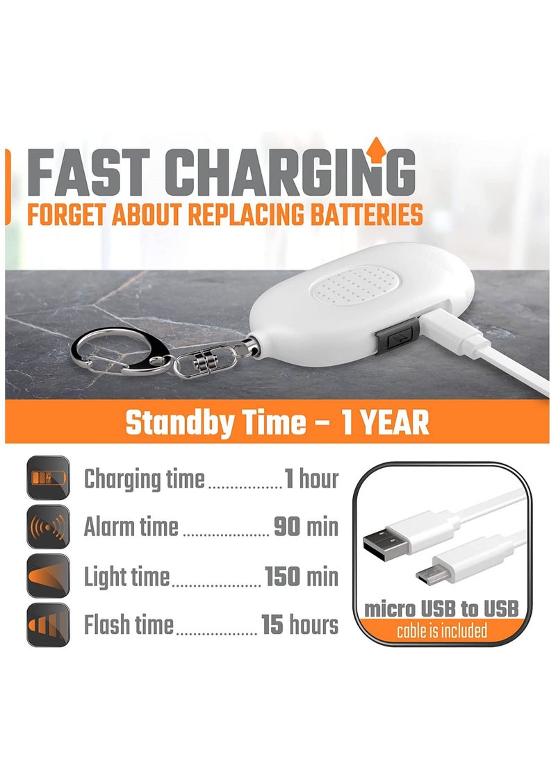 Sharpdo - Personal Alarm Keychain For Women Self Defense USB Rechargeable 130 dB Loud Safety Siren Whistle With LED Light Panic Button Or Pull Pin Alert Device Key Chain - Image 1