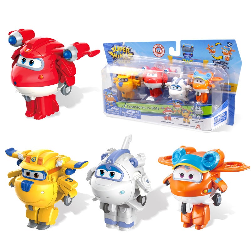 SUPER WINGS سوبر وينغز 2 ترانسفورمابوتس 4 حزمة جيت دوني أسترا سوني طائرات ألعاب مركبات شخصيات مصغرة ألعاب ممتعة للأطفال لعبة قابلة للتحويل للأولاد والبنات من 3 إلى 5 سنوات - Image 3