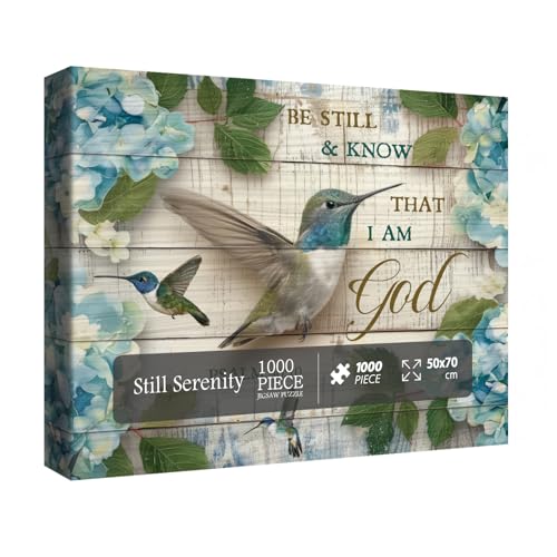IdeaBazar Christian Flower Hummingbird Puzzles for Adults 1000 Pieces Bird Religious Inspirational Scripture Jigsaw Puzzles Jesus Floral Bible Catholic Faith Puzzle - Image 1