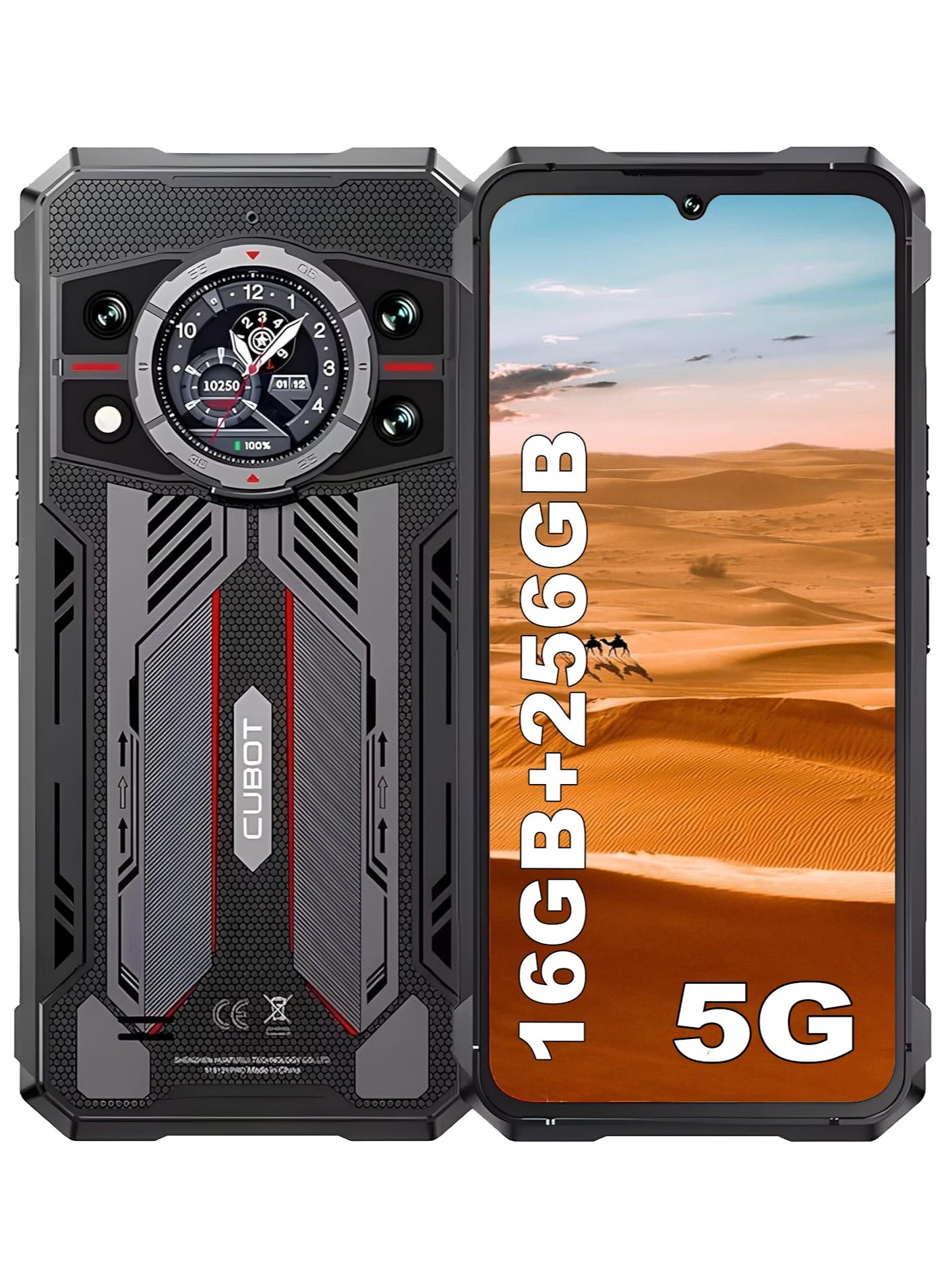 Cubot KingKong 11 5G Rugged Smartphone 6.72 Inch 120Hz FHD+ Screen Android15 Dual SIM 16GB RAM 256GB ROM 10200mAh Battery 108MP Rear+32MP Front Camera NFC Waterproof Mobile Phone -Black