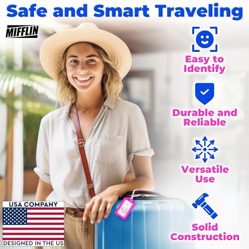 Mifflin-USA Luggage Tags (Assorted, 12 PK), Bag Tag for Baggage, Suitcase Tags Bulk - Image 2