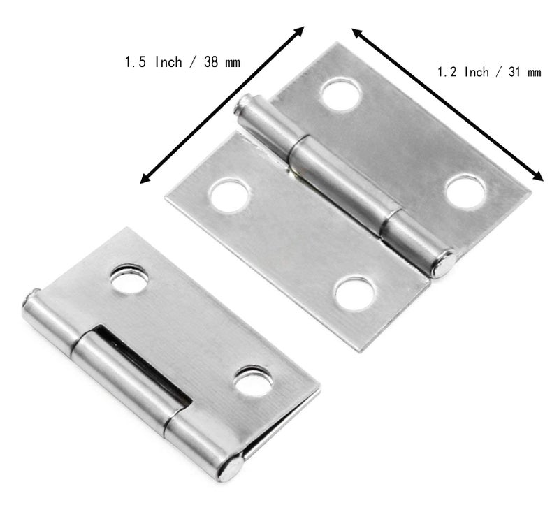 Mcredy Stainless Steel Door Hinges 1.5 Inch Silver Cabinet Box Hinges with Screws for Living Room Bedroom Cabinet Doors Hardware, 20 Packs - Image 2
