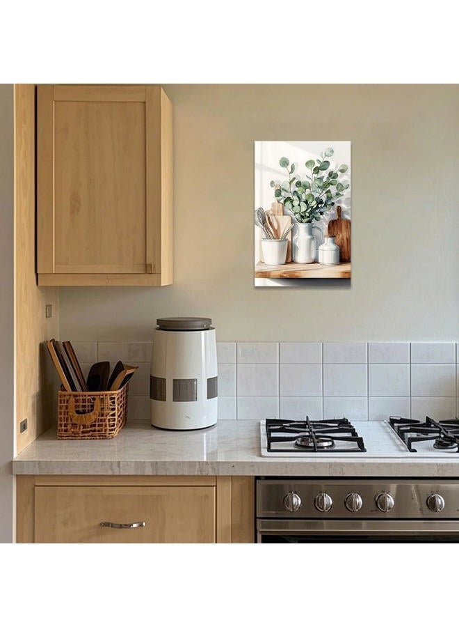 CCWACPP Kitchen Canvas Wall Art Painting Green Plants Canvas Prints Botanical Pictures Framed Rustic Vintage Farmhouse Home Kitchen Dining Pantry Decor (12.00" x 18.00") - Image 2