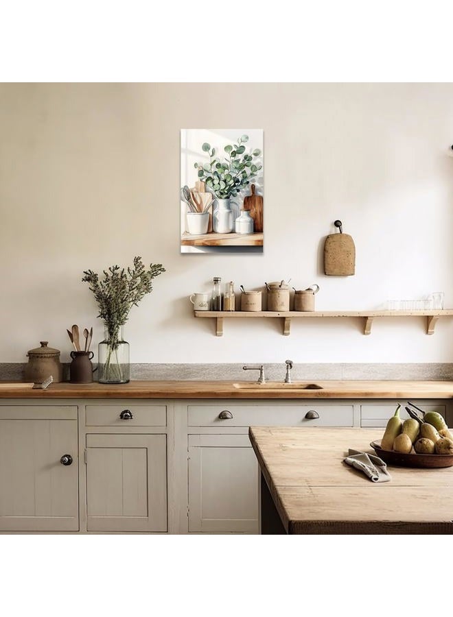 CCWACPP Kitchen Canvas Wall Art Painting Green Plants Canvas Prints Botanical Pictures Framed Rustic Vintage Farmhouse Home Kitchen Dining Pantry Decor (12.00" x 18.00") - Image 4