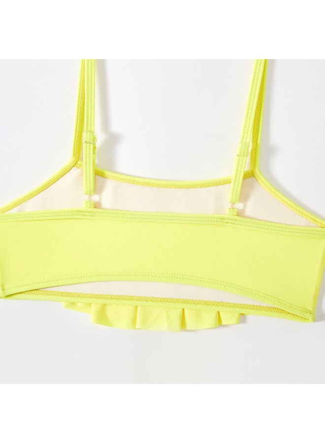 إسكدنيا 2023 ملابس سباحة للفتيات الأوروبية والأمريكية كبيرة الحجم للأطفال بنمط فواكه ملابس سباحة منقسمة طقم ملابس سباحة للفتيات - اللون: أصفر ليموني - - Image 3