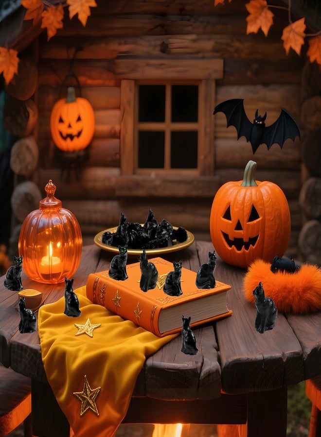 Bbiamsleep 20 Pcs Mini Resin Black Cat Miniature Cat Figurines Mini Halloween Figurine for Miniature House Halloween Scene Decor - Image 5