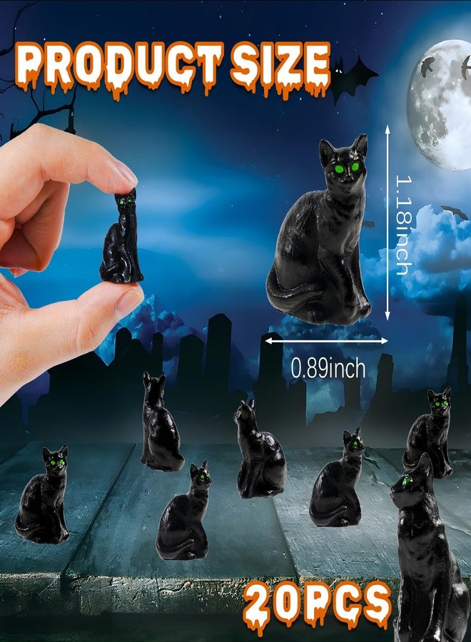 Bbiamsleep 20 Pcs Mini Resin Black Cat Miniature Cat Figurines Mini Halloween Figurine for Miniature House Halloween Scene Decor - Image 2