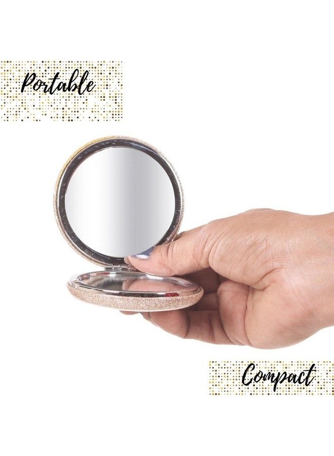 Scarlet Line Small Double Sided Foldable Purse Mirror For Women Round Magnifying Hand Mirror For Makeup Handy Compact Design Travel Mirror_Rose Gold  - Image 4