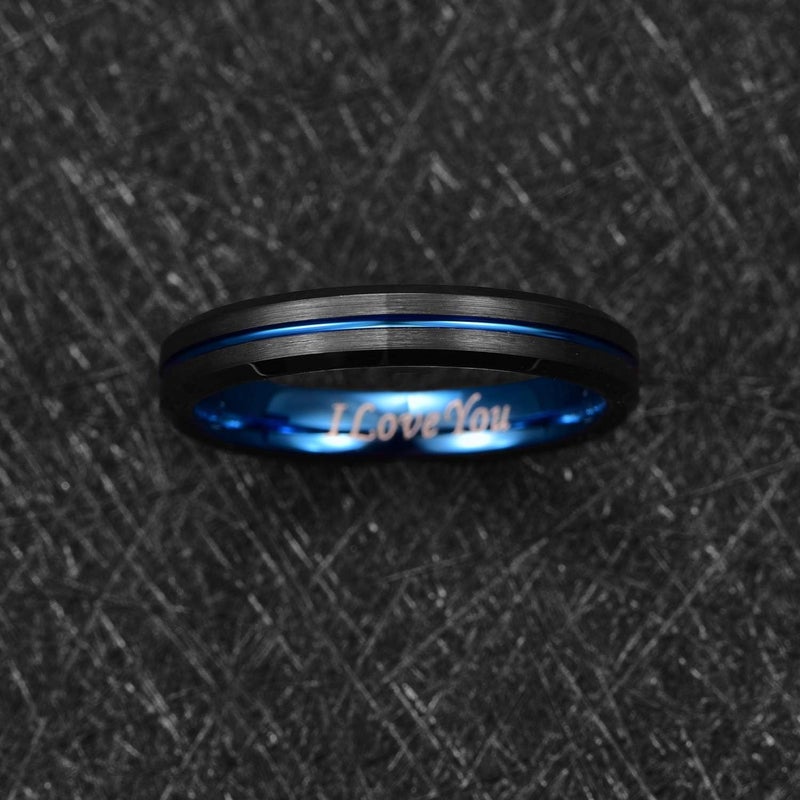 NUNCAD Tungsten Ring for Men Women Wedding Bands 4/6/8/10mm Width Multicolor Available Groove Beveled Edges Engraved I Love You Size 4 to 17 - Image 2
