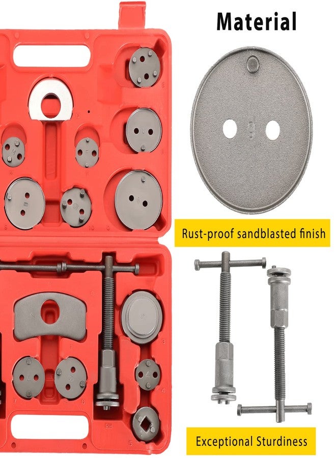 Acymner 24PCS Disc Brake Caliper Tool Kit | Heavy Duty Disc Brake Piston Caliper Compressor Rewind Tool Set for Brake Pad Replacement Reset, Fits Most American European Japanese Autos (Red) - Image 3