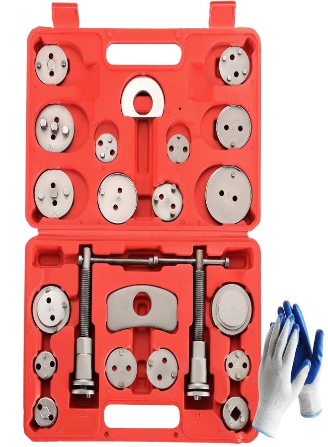 Acymner 24PCS Disc Brake Caliper Tool Kit | Heavy Duty Disc Brake Piston Caliper Compressor Rewind Tool Set for Brake Pad Replacement Reset, Fits Most American European Japanese Autos (Red) - Image 1