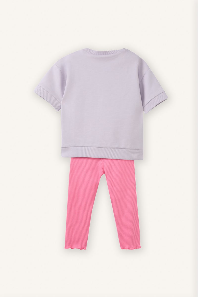 DeFacto Purple BabyGirl Baby Girl T-Shirt and Leggings 2 Piece Set Casual - Image 4