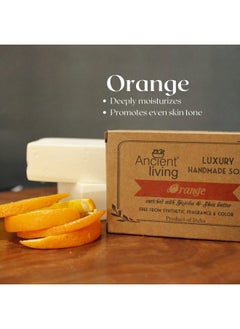 Ancient Living Luxury Orange Handmade Soap -100 Gm - Set Of 2 Moisturizing Nourishing Brightening Anti- Aging Organic Soap Bar Enriched Orange Essential Oil Suitable For All Skin Types  - Image 4