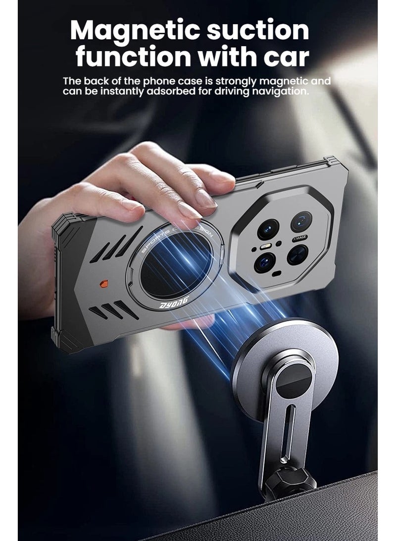 general Magnetic aluminum shell compatible with hw MATE70, cool design luxury metal shock proof shell compatible with Magsafe bracket 360° rotatable bracket - Image 4