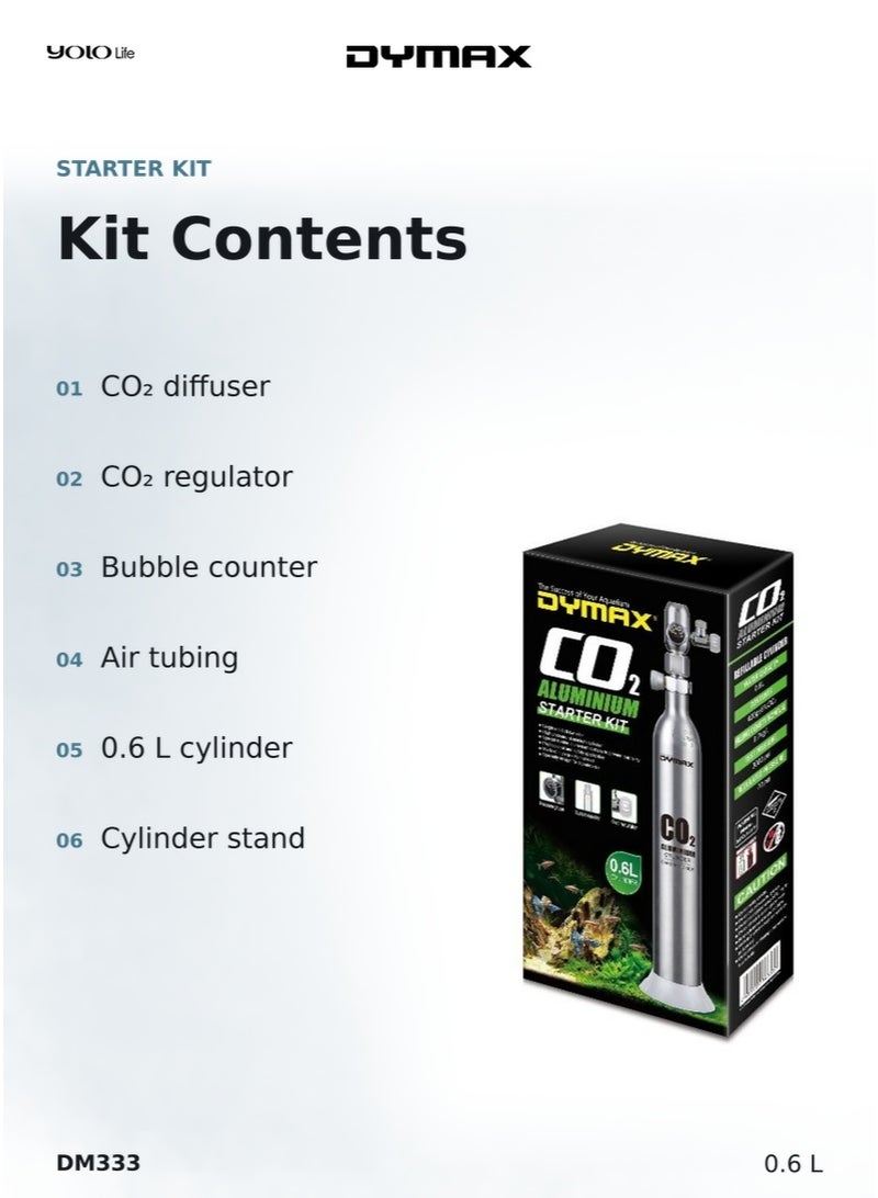 Dymax CO2 Aluminium Starter Kit 0.6L, Aquarium CO2 System, CO2 Injection Set, Carbon Dioxide Kit for Aquarium Plants, Aquatic Care, Plant Growth - Image 2