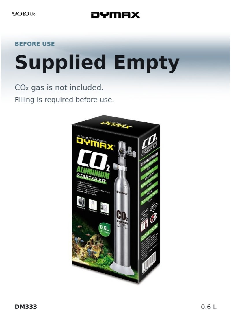 Dymax CO2 Aluminium Starter Kit 0.6L, Aquarium CO2 System, CO2 Injection Set, Carbon Dioxide Kit for Aquarium Plants, Aquatic Care, Plant Growth - Image 3