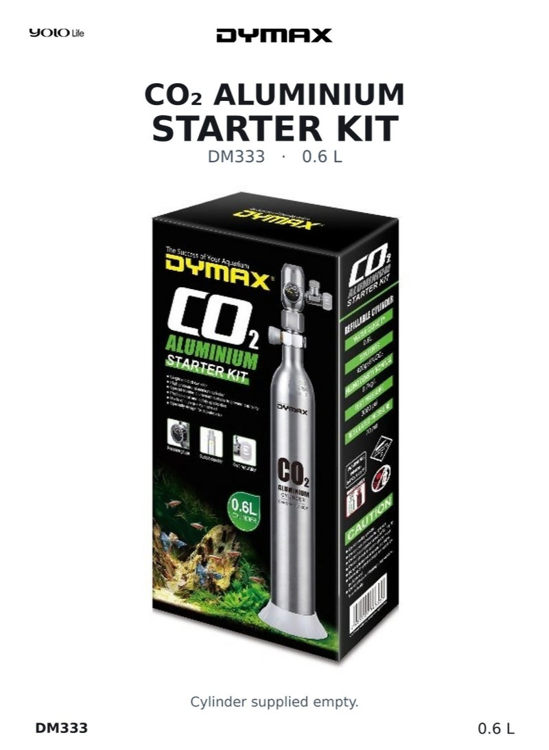 Dymax CO2 Aluminium Starter Kit 0.6L, Aquarium CO2 System, CO2 Injection Set, Carbon Dioxide Kit for Aquarium Plants, Aquatic Care, Plant Growth - Image 1