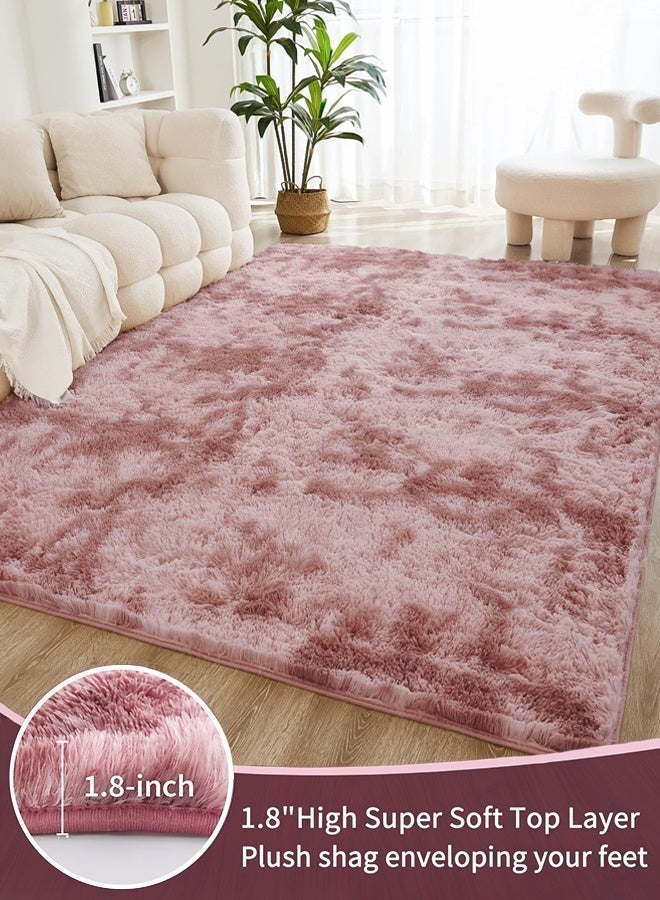 WangPangZi Fuzzy Area Rug Plush Pink Carpet, Soft Living Room and Bedroom Fluffy Rug, Large Shag Shaggy Decor Mat, Safe for Children and Pets , Easy to Clean, Suit of Dorm Room Bedside Kids Nursery Indoor Floor Kids Girls Boys Home Decor (Pink) - Image 1