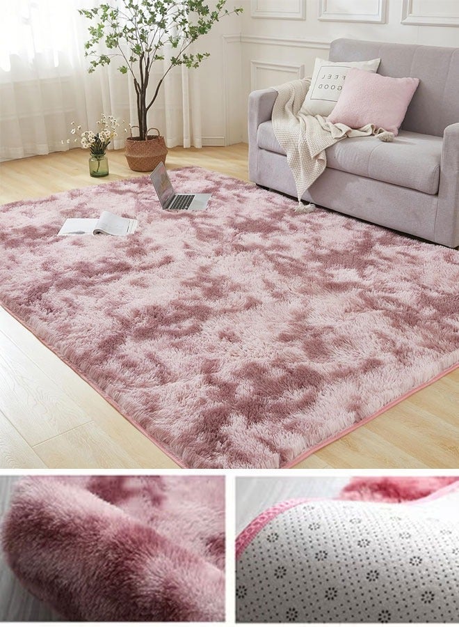 WangPangZi Fuzzy Area Rug Plush Pink Carpet, Soft Living Room and Bedroom Fluffy Rug, Large Shag Shaggy Decor Mat, Safe for Children and Pets , Easy to Clean, Suit of Dorm Room Bedside Kids Nursery Indoor Floor Kids Girls Boys Home Decor (Pink) - Image 3