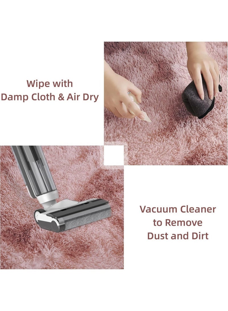 WangPangZi Fuzzy Area Rug Plush Pink Carpet, Soft Living Room and Bedroom Fluffy Rug, Large Shag Shaggy Decor Mat, Safe for Children and Pets , Easy to Clean, Suit of Dorm Room Bedside Kids Nursery Indoor Floor Kids Girls Boys Home Decor (Pink) - Image 5
