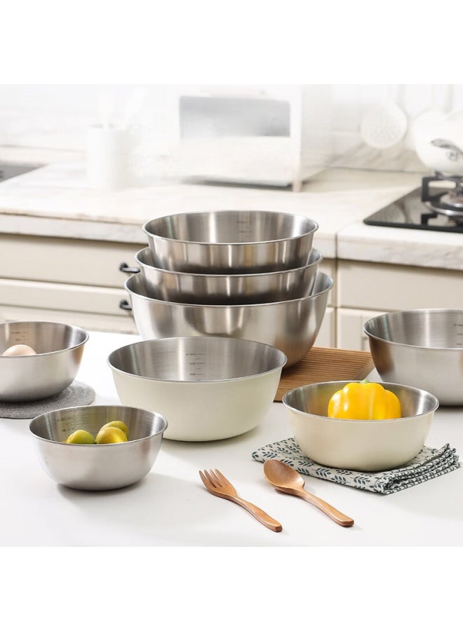 Stainless Steel Cooking Basin Japanese Style Household Scale Basin Thickened Mixing And Basin Egg-beating Basin Salad Fruit Baking Basin-Color:[two-piece Set] 22cm+22cm - Image 4