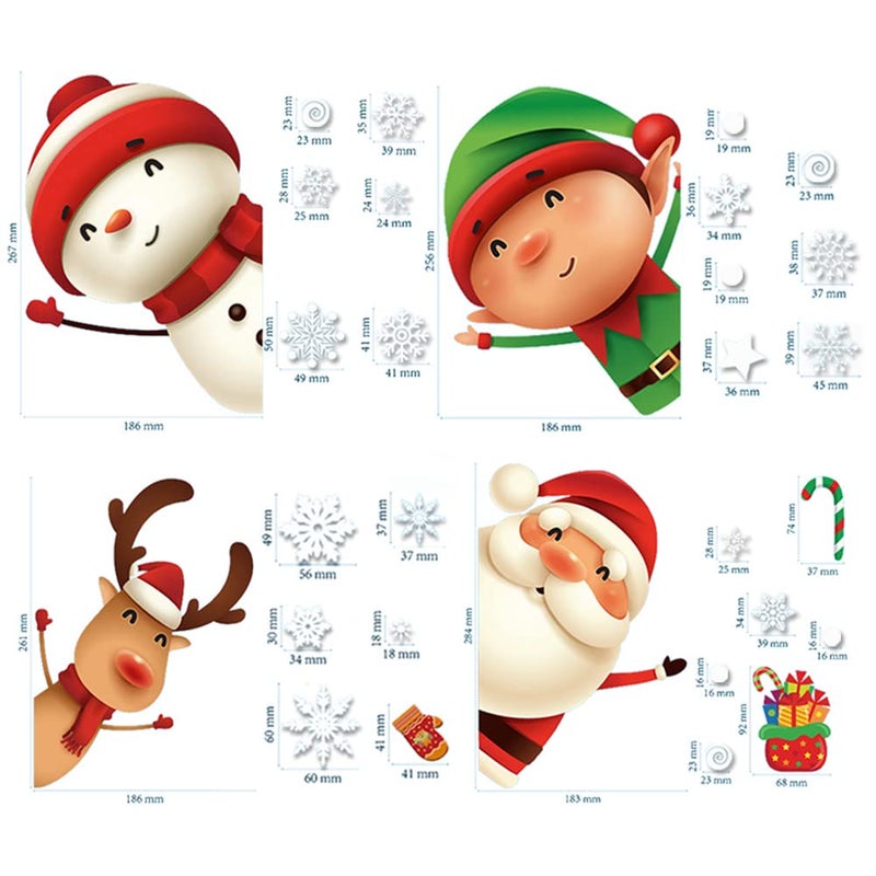 Ximishop 82pcs عيد ميلاد ندفة الثلج نافذة ملصقات للزجاج عيد الميلاد شارات عيد الميلاد ديكورات عيد الميلاد العطلات الداخلية ثلج ندفة سانتا كلوز الرنة شارات للحفلة - Image 2