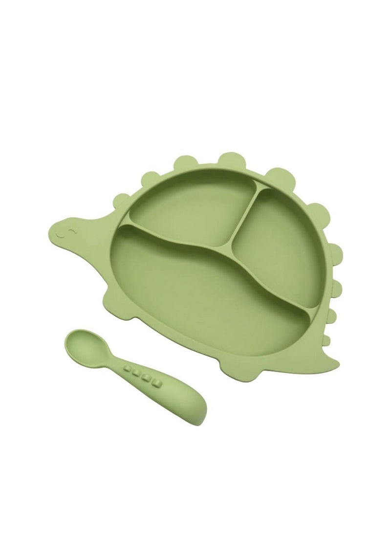 Lion Llama - BPA-Free Silicone Dinosaur Plate and Spoon Feeding set - Image 1