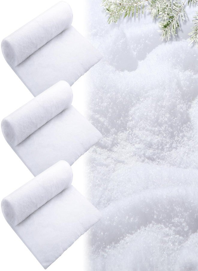 Aoriher 3 Pcs 9.84 x 1.31 ft Snow Blanket and 10.6 oz Fake Snow for Christmas Village Artificial Snow Sheets Snowflakes Fluffy Snow Cover for Christmas Tree Crafts Winter Decorations(White) - Image 1