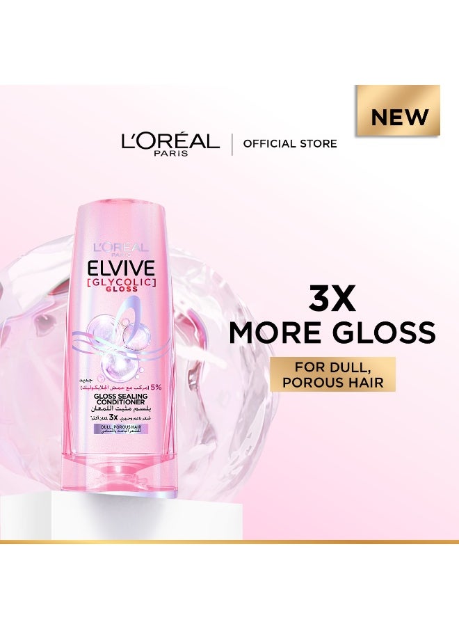 L'OREAL PARIS - Elvive Glycolic Gloss Extra Gloss Conditioner with 5% Glycolic Acid for Dull and Porous Hair 360ML - Image 1