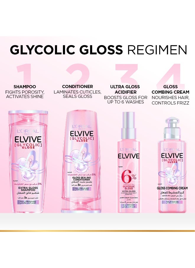 L'OREAL PARIS - Elvive Glycolic Gloss Extra Gloss Conditioner with 5% Glycolic Acid for Dull and Porous Hair 360ML - Image 1