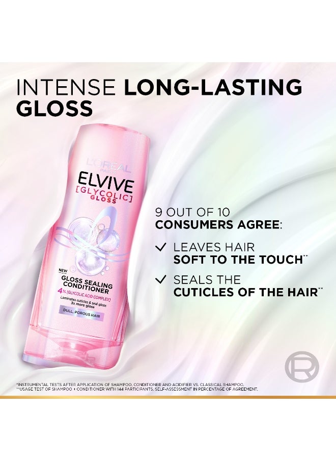 L'OREAL PARIS - Elvive Glycolic Gloss Extra Gloss Conditioner with 5% Glycolic Acid for Dull and Porous Hair 360ML - Image 1