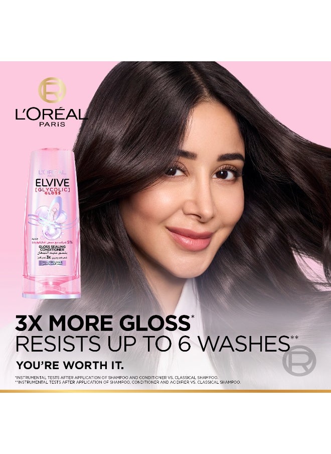 L'OREAL PARIS - Elvive Glycolic Gloss Extra Gloss Conditioner with 5% Glycolic Acid for Dull and Porous Hair 360ML - Image 1