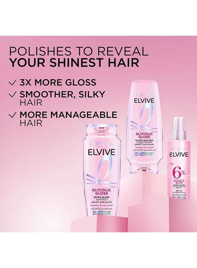 L'OREAL PARIS Elvive Glycolic Gloss Extra Gloss Conditioner with 5% Glycolic Acid for Dull and Porous Hair 360ML - Image 5