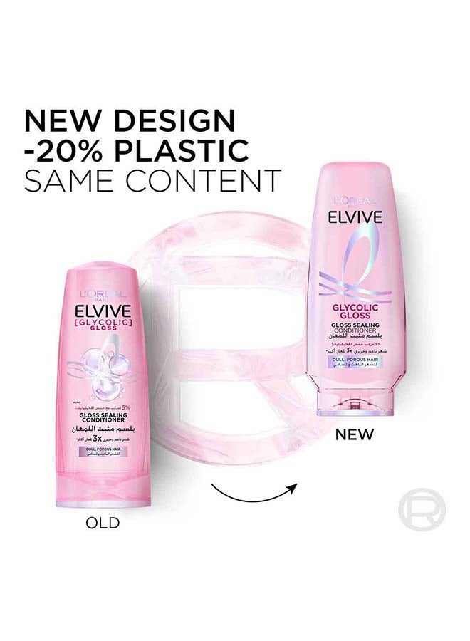 L'OREAL PARIS Elvive Glycolic Gloss Extra Gloss Conditioner with 5% Glycolic Acid for Dull and Porous Hair 360ML - Image 3