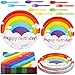 Jetec 240 Pcs Rainbow Birthday Party Supplies for 40 Guests Includes 7  9 Happy Birthday Plates Napkins and Disposable Forks Spoons Colorful Party Decorations Set for Bridal Shower Rainbow - Image 4