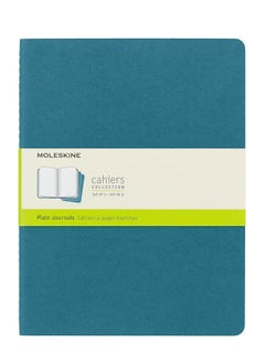 Moleskine Cahier Journal, Soft Cover, XL (7.5" x 9.5") Plain/Blank, Brisk Blue, 120 Pages (Set of 3)