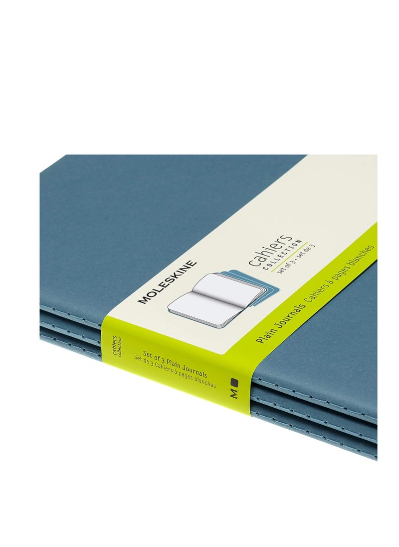 MOLESKINE - Moleskine Cahier Journal, Soft Cover, XL (7.5" x 9.5") Plain/Blank, Brisk Blue, 120 Pages (Set of 3) - Image 1