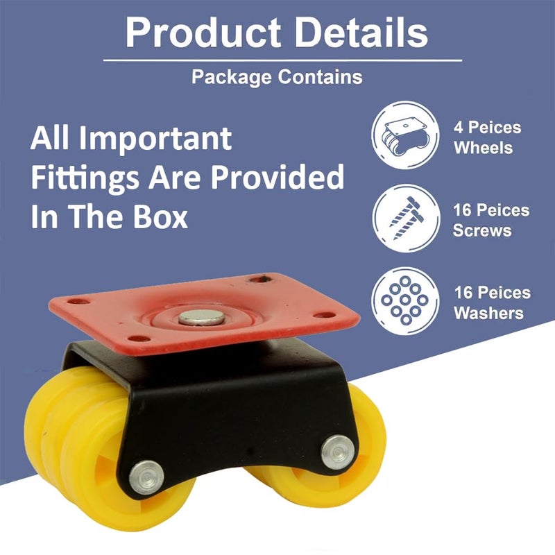 NB Crafted Caster Wheels for Furniture Set of 4 Heavy Duty upto 700800Kg Bed Castor Wheels for Furniture Moving Sofa Bed Counter with Poly carbonate Wheels and Top Plate Rotating 360 Degree - Image 5