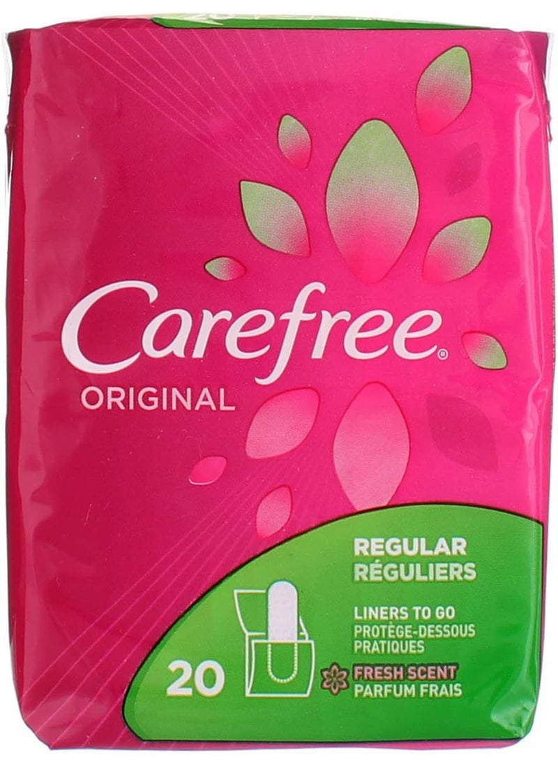 Carefree Carefree Original Regular to-Go Pantiliners, Fresh Scent 20 ea (3 Pack) 