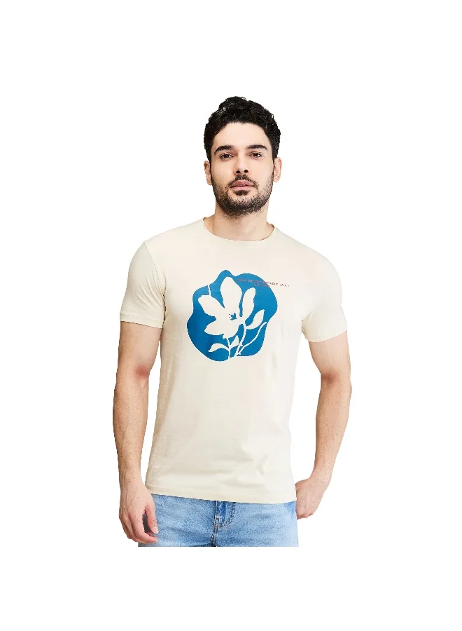 بيينغ هيومان Mens Chalk Round Neck Short Sleeve T-Shirt