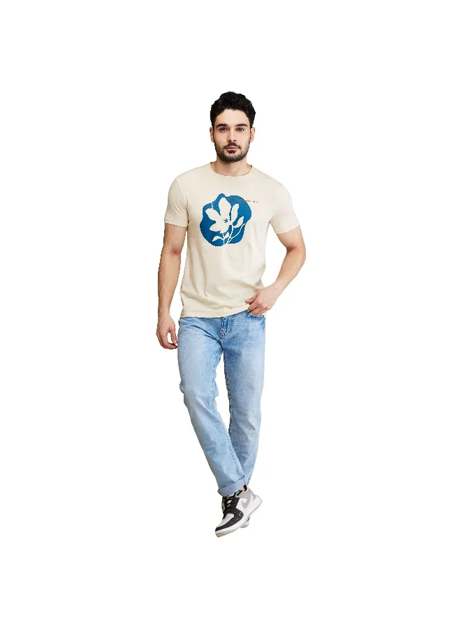 بيينغ هيومان Mens Chalk Round Neck Short Sleeve T-Shirt