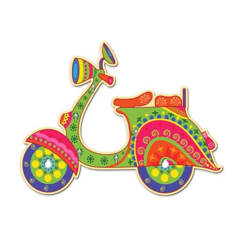 APS ART PLUS STORE Engineered Wood Uv Printed Scooter Key Holder for Home Wall Decor, Designer Key Holder for Living Room Wall Decor, Multicolor - Image 4