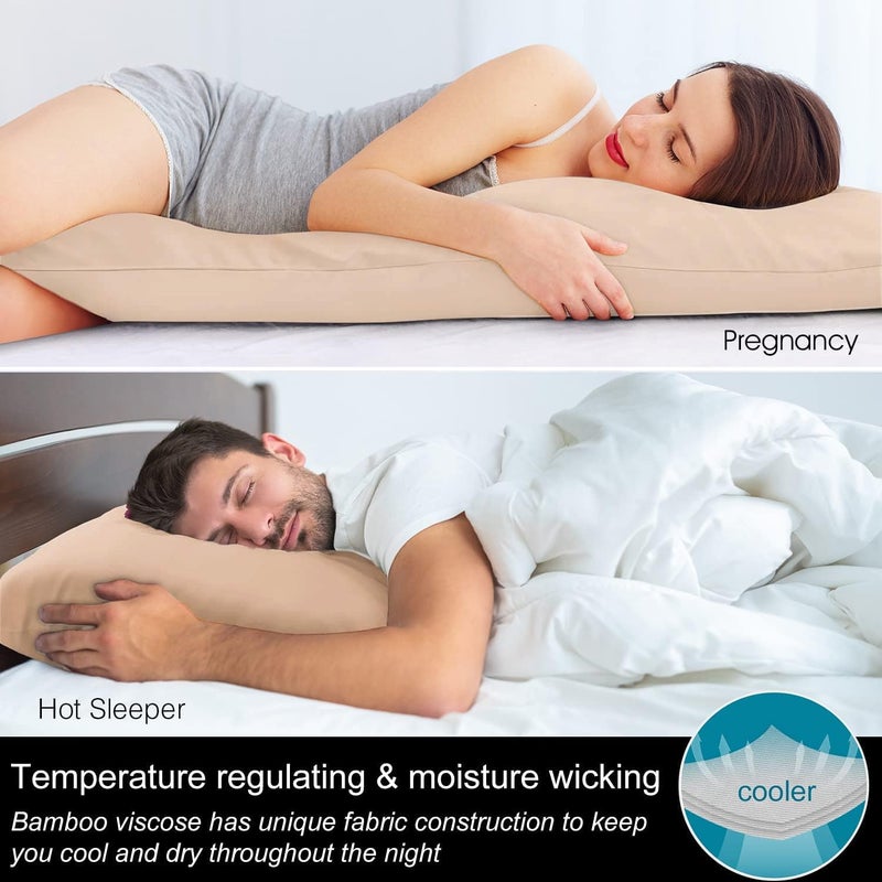 BEDELITE High precision lightweight material Body Pillow Case Cover, Rayon Made from Bamboo, Cooling Body Pillow Cover for Hot Sleepers and Night Sweats, Breathable & Silky Soft Full Long Pillow Case (Taupe, 20x54 Inches) Demand fit global economical quality - Image 3