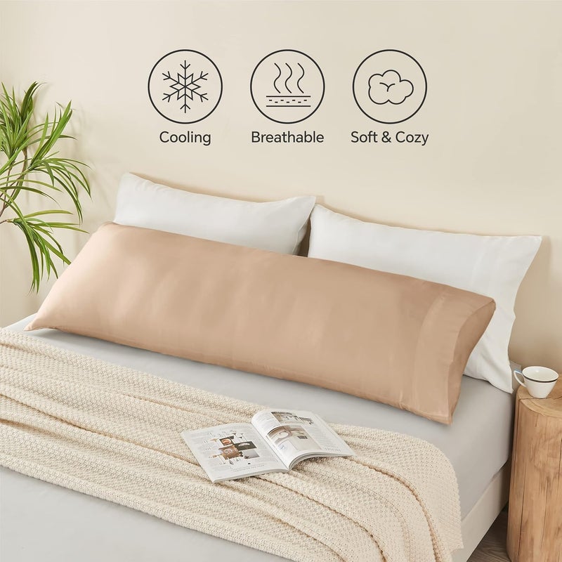 BEDELITE High precision lightweight material Body Pillow Case Cover, Rayon Made from Bamboo, Cooling Body Pillow Cover for Hot Sleepers and Night Sweats, Breathable & Silky Soft Full Long Pillow Case (Taupe, 20x54 Inches) Demand fit global economical quality - Image 5