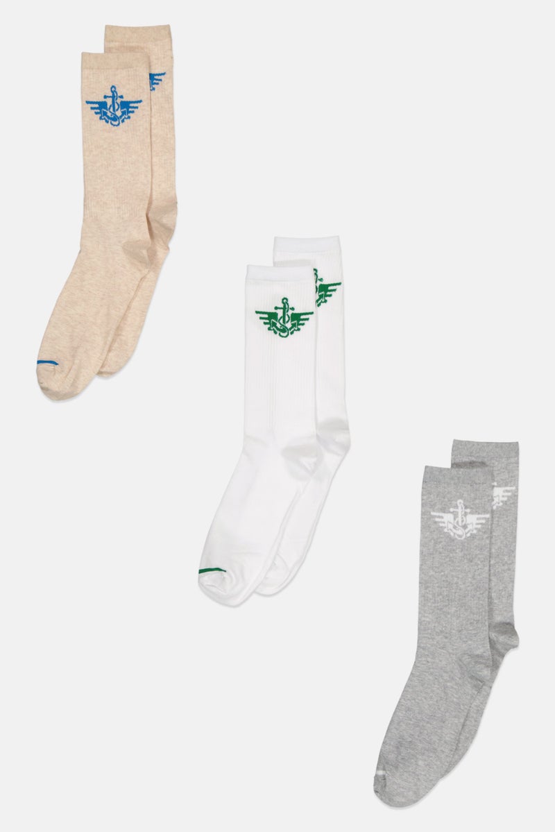 DOCKERS Men 3 Pairs Brand Logo Crew Socks, Multicolor  - Image 2